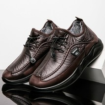 Valstone 2021 Men&#39;s Leather Shoes Casual Flat Shoes Black Lace-Up Breathable Men - £82.19 GBP