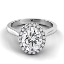 Halo-Verlobungsring Ovalschliff 2,20 kt simulierter Diamant 14 kt Weißgo... - £197.40 GBP