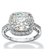 PalmBeach Jewelry Platinum-plated Silver Lab-Created White Sapphire Ring - £63.61 GBP
