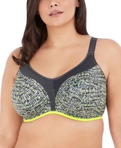 Elomi Womens Full Figure Size Sports Bra 36K Gray &amp; Yellow Pattern - $33.60