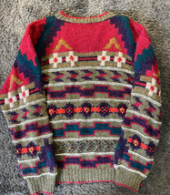 Vintage Knit Wool Blend All Over Print By Woolrich Chunky Sweater Sz Xl - £31.44 GBP