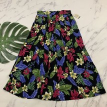 JG Hook Womens Vintage Maxi Skirt Size 8 New Black Pink Floral Pleated 90s - £20.56 GBP