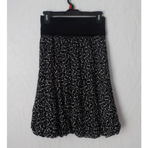 Cabi Black Bubble Mesh Skirt White Geometric Pattern Women Small Elastic Waist - £12.38 GBP