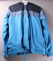 Reebok Jacket Womens large Blue gray Logo Full Zip Lined Windbreaker pockets - £14.18 GBP