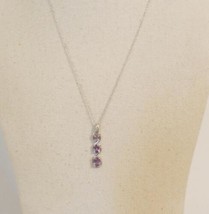 Department Store Sterling Silver Amethyst Linear Drop Pendant Necklace M... - £32.73 GBP