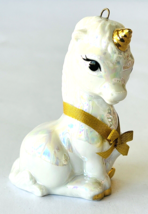 Hallmark Baby Unicorn Christmas Ornament Porcelain 1990 Aurora Borealis Finish - £9.32 GBP