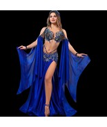 Made-to-Order Blue Sparkling Belly Dance Costume: Performance Competition - $12,102.94 MXN