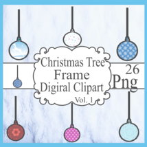 Christmas Tree Frame Digiral Clipart Vol. 2 - $93.95 MXN