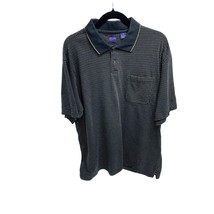 Arrow Mens Size XL Short Sleeve Polo Shirt 1/2 Button Black Tan - £10.11 GBP