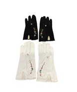 Set Of 2 Saks Fifth Ave Floral Embroidered Leather Gloves - Size 7.5 - F... - €21,33 EUR