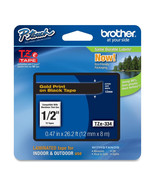 Brother TZ334 1/2&quot; gold on black TZ tape PT1400 PT2730 PT18R PT2730VP PT... - £29.09 GBP