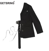 GetSpring Women Blazer Black Half Jackets Special Waist Belt Designer Blazer Irr - £127.25 GBP