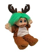 Troll Reindeer Outfit Plush Green Hair Christmas Rudolph Nose Antlers Vt... - £19.68 GBP