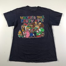 Mario Party Shirt Mens Medium Navy Blue Yoshi Luigi Bowser Peach Koopa - $23.12