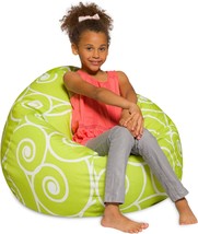 Posh Beanbags Bean Bag Chair, Large-38 In., Lime And White Swirls. - £56.74 GBP