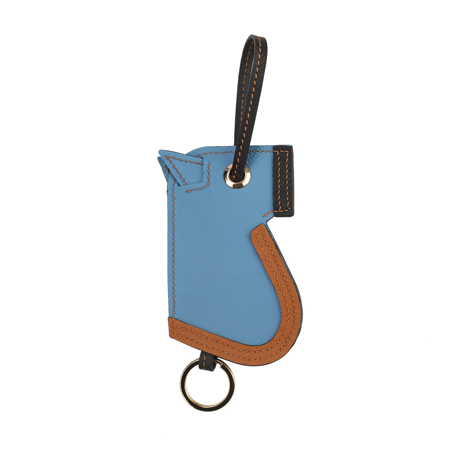 Magnolia,Bleu de Malte and Capucine Epsom Camail Key Ring Palladium Hardware.