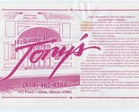 Tony&#39;s Restaurant &amp; Third Street Cafe Menu 312 Piasa Alton Illinois 1999 - £14.29 GBP