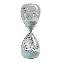 10 Inch 60 Minute Hourglass Accent Teal Blue Sand Clear Modern Contemporary Glas - $57.41