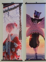 2 Japanese Anime Art Print Wall Hanging Scroll Decor Female Lady Lot - £46.44 GBP