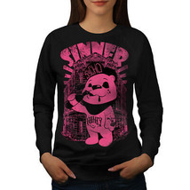 Wellcoda Sinner Teddy Ted Bear Womens Sweatshirt, Psycho Casual Pullover Jumper - £23.10 GBP+