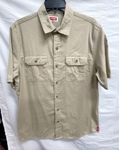 Wrangler Beige Brown Button Up Short Sleeve Camp Shirt Medium - $285.10 MXN