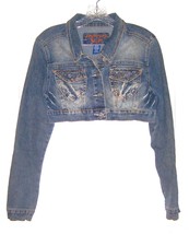 Blue Jean Cropped Denim Jacket with Stud Decorations by American Blue Jr... - $26.99