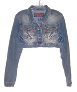 Blue Jean Cropped Denim Jacket with Stud Decorations by American Blue Jr... - £21.75 GBP