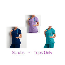  Premium Medical Scrub Tops Only   Comfort Fit Straight &amp; Side Pockets 3... - $15.45