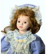 Soft Expressions Porcelain Bisque Doll Country Girl Blue Dress Lace &amp; St... - $54.81 CAD