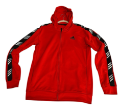 Adidas Basketball Club Hoodie Red Climawarm Hooded Sweatshirt Size Large - $33.25
