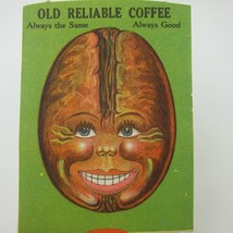 Old Reliable Coffee Mechanical Trade Card Smiling Coffee Bean Antique RARE - £46.85 GBP