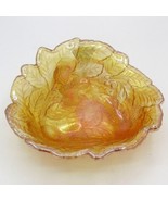 Vtg Carnival Glass Amber Blackberry Leaf Iridescent Decorative Bowl     ... - $224.08 MXN