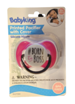 Baby King Printed Pacifier With Cover - New - Born to Boss - £7.04 GBP