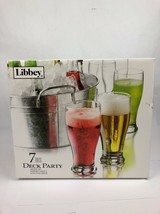 Pilsner Glasses Set Of 6 With Metal Ice Tub Deck Party Libbey Brand New Fstshp - £11.79 GBP