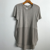 Aritzia Wilfred Silk Shirt M Mixed Media Short Sleeve Pullover Crew Neck - $40.75