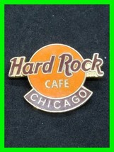 Vintage Enamel Hard Rock Cafe Pin ~ Chicago Orange And Gold Tone - £19.77 GBP