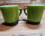 Vintage Anchor Hocking FIRE KING Avocado Green/Black Stacking Coffee Cup... - $22.56