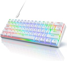 Rk Royal Kludge Rk61 Wired 60% Mechanical Gaming Keyboard Rgb, Swappable White. - £51.01 GBP