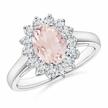 ANGARA Princess Diana Inspired Morganite Ring with Diamond Halo - £711.09 GBP