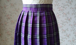 Purple Plaid Skirt Outfit Women Girl Pleated Mini Plaid Skirt US0-US16 image 5