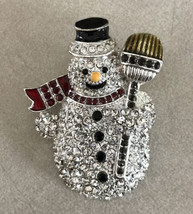 Napier Silver Rhinestone Bejeweled Snowman Broome Winter Christmas Brooc... - $29.99