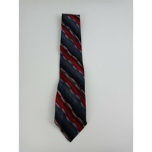 Stafford Tie With Black, Red, Blue, &amp; Silver Wavy Diagonal Stripes - $9.89