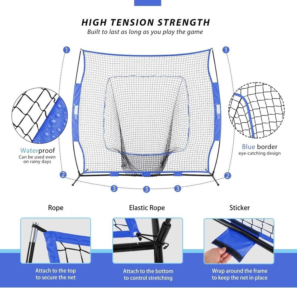 Heavy-Duty 7 x 7 Ft Baseball Hitting Net with Adjustable Tee - Train Anywhere Item image 5