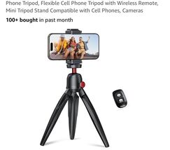 Phone Tripod, Flexible Cell Tripod with Wireless Remote, Mini Black - $21.66