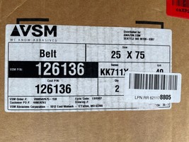 VSM 126136 Abrasive Belt,40 Grit,AO,25 x 75&quot;,PK2,  25&quot; W, 75&quot; L, 40 Grit - $38.61