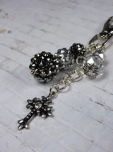 Rhinestone Ball Cross Crystal Rhinestone Purse Charm Bag Clip Black Silver New - £16.07 GBP