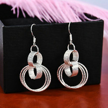 Silver Triple Hoop Dangle Earrings - £7.19 GBP