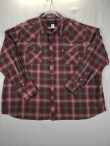 Stone Creek Shirt Adult 4XL Red &amp; Brown Plaid Snap Button Up Long Sleeve Mens - £14.97 GBP