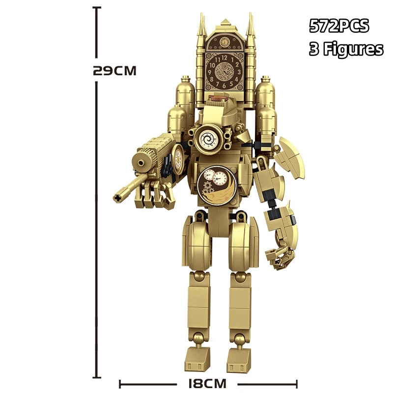 MOC Gold Skibidi TBet Man Building Blocks Toys Titan Clock Man Female TV persona - $45.00