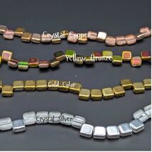 6 mm 2-Hole Czech Glass Tile Beads — 7″ Strand (~30 Beads) – Multiple Co... - $3.00